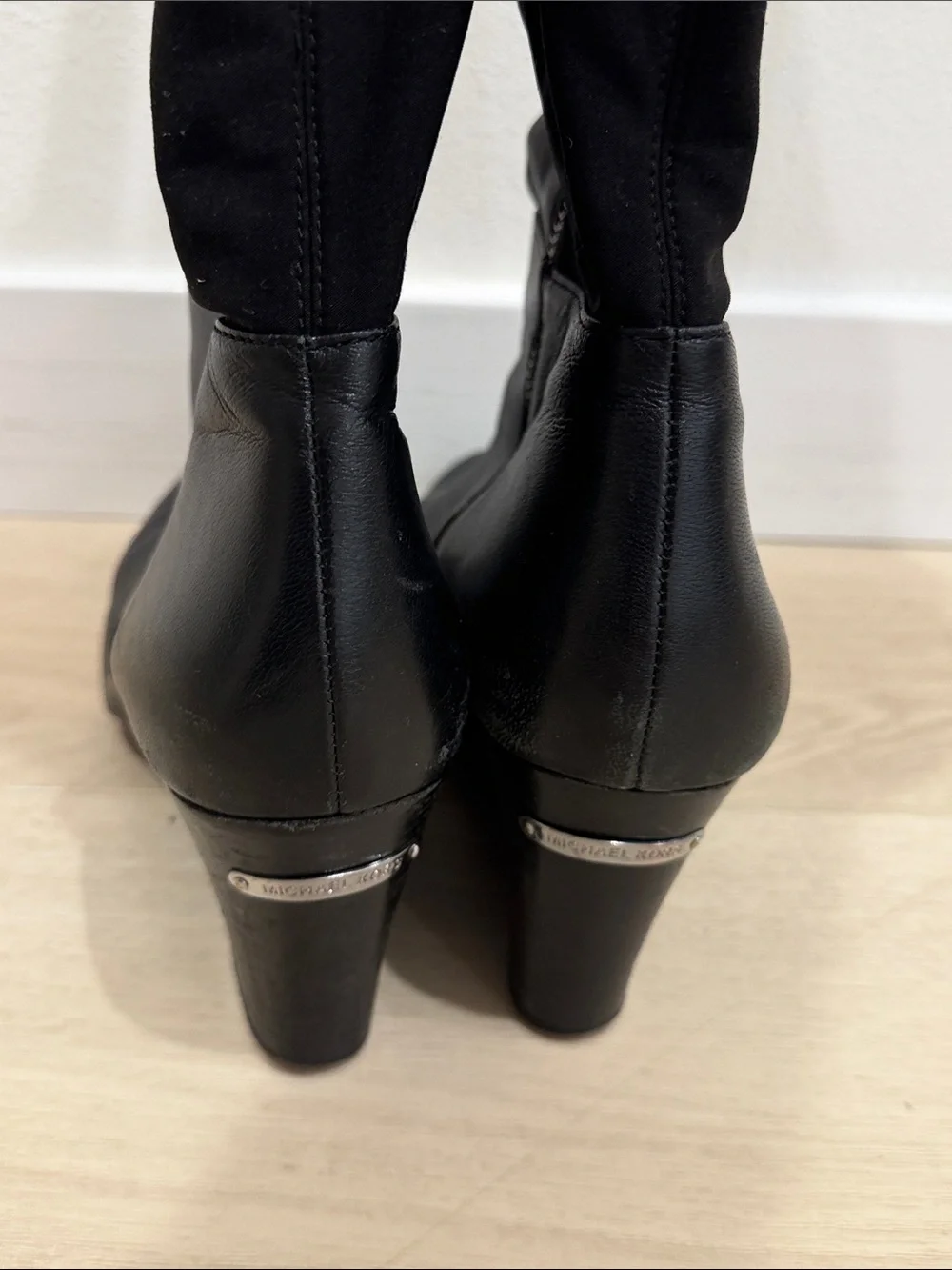 MICHAEL Michael Kors Black Over-the-Knee Wedge Boots